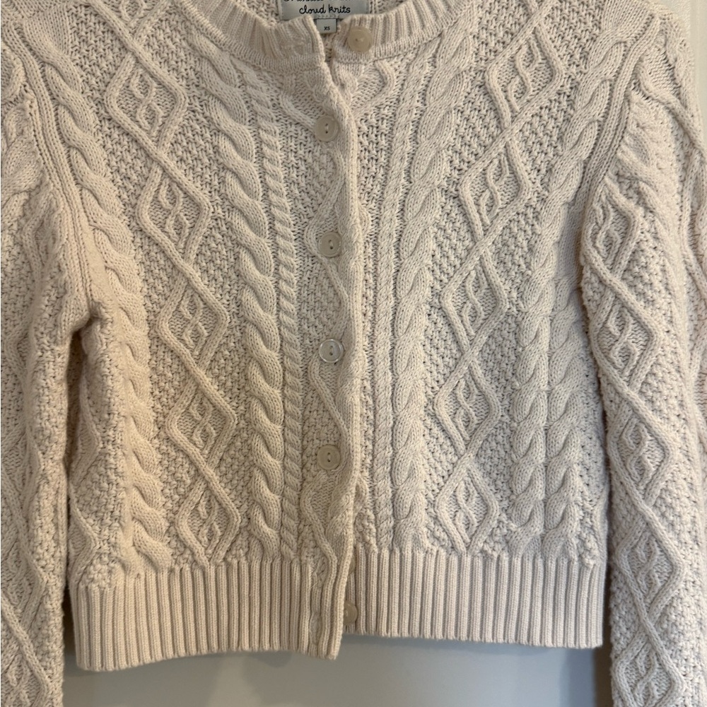 Frankie's Bikinis Marley Cable-Knit Cropped Cardigan (Honeymoon/Cream) - Picture 5 of 6